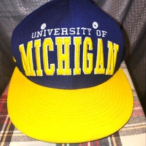Vntg Michigan Wolverines NCAA College Zephyr Z-Hats SnapBack Hat Cap Blue 90’s